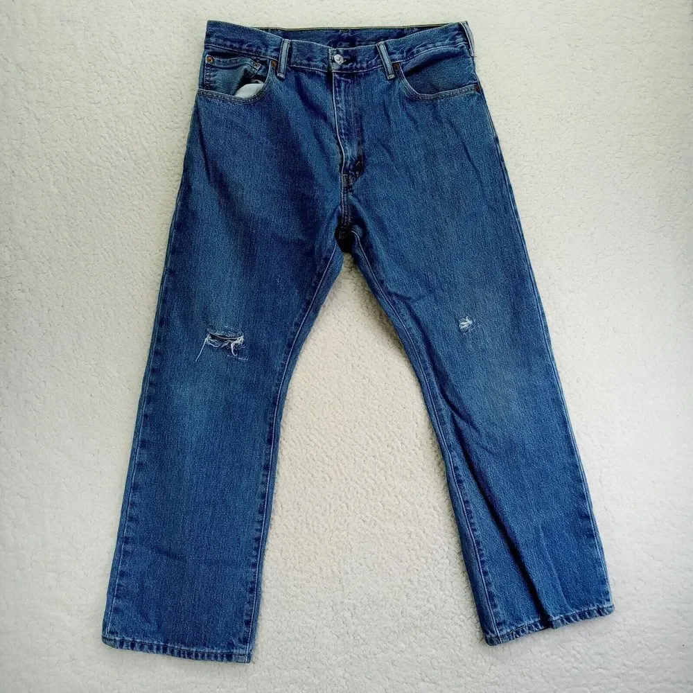 Levis 517 Jeans Mnes 36x30 Bootcut Distressed Cotton‎ Denim Medium Wash